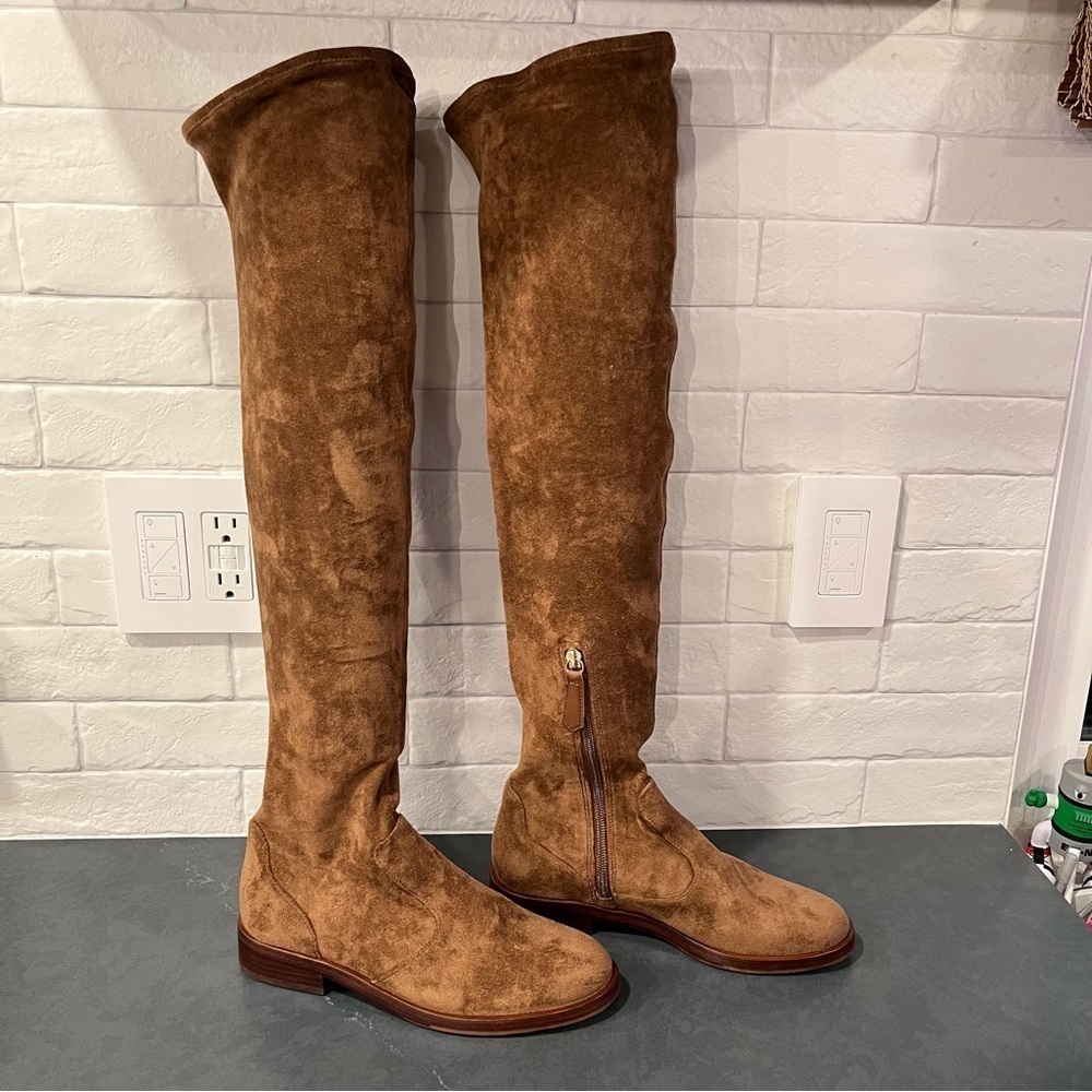 NWT Antonio Melani sz 6 Aleenna brown microsuede OTK boots - Picture 2 of 16